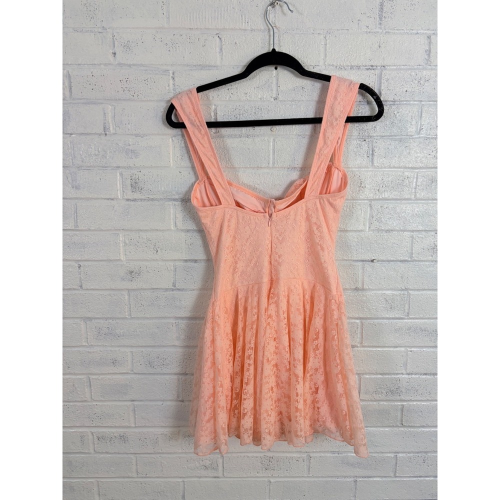 Dolls Kill Sugar Thrillz Lace Corset Dress Womens M Peach Coquette Babydoll Fit - Picture 4 of 12